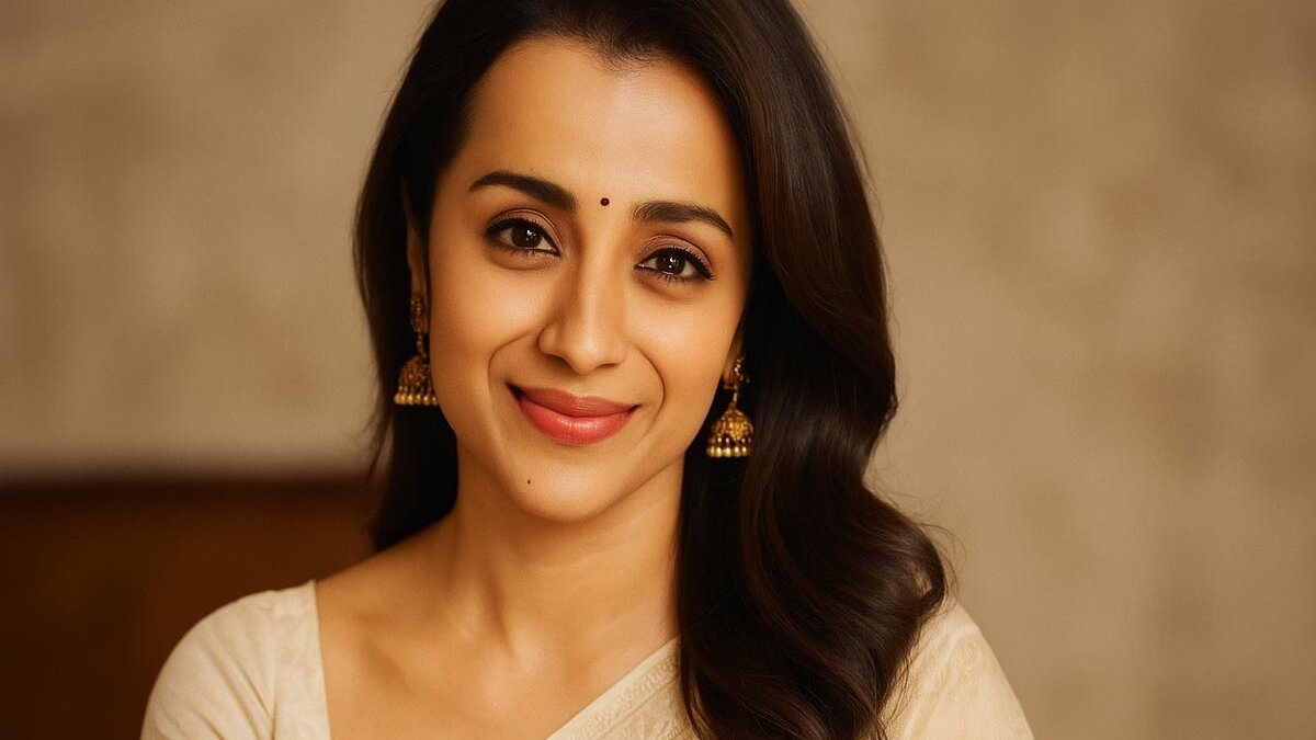 Trisha Krishnan lifestyle portrait showing elegance, love, and affection