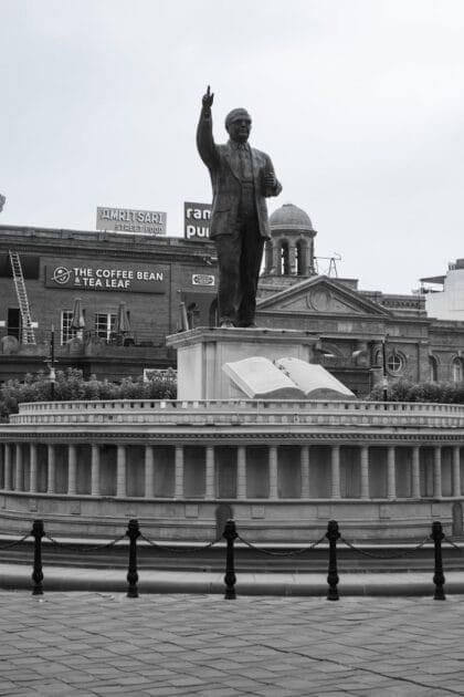 monochrome statue in amritsar s historical district